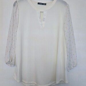 Cure ivory cream color 3/4‎ tunic top XL